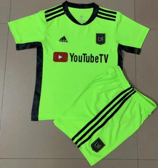 Kids Los Angeles FC 2021/22 Green Goalkeeper Soccer Kits Shirt With Shorts